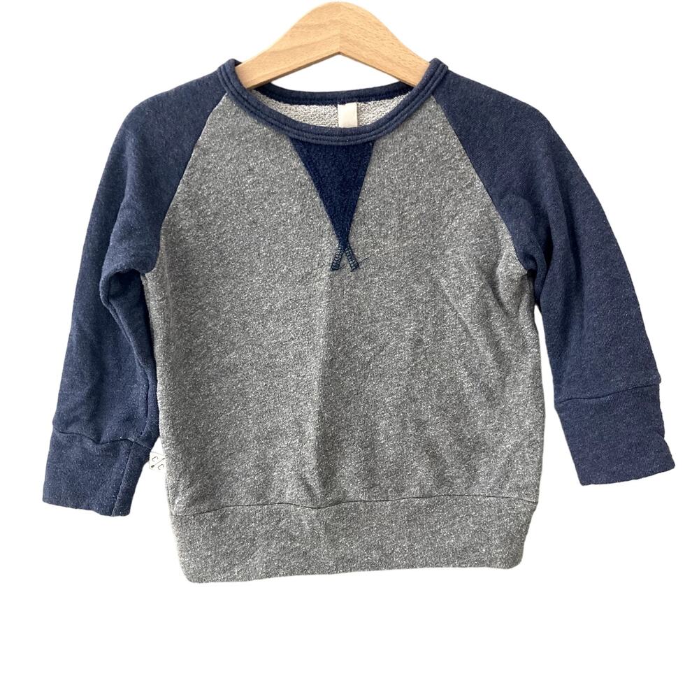 Childhoods Clothing Pullover Crew Raglan Sweatshirt - Heather Gray Blue - 2T